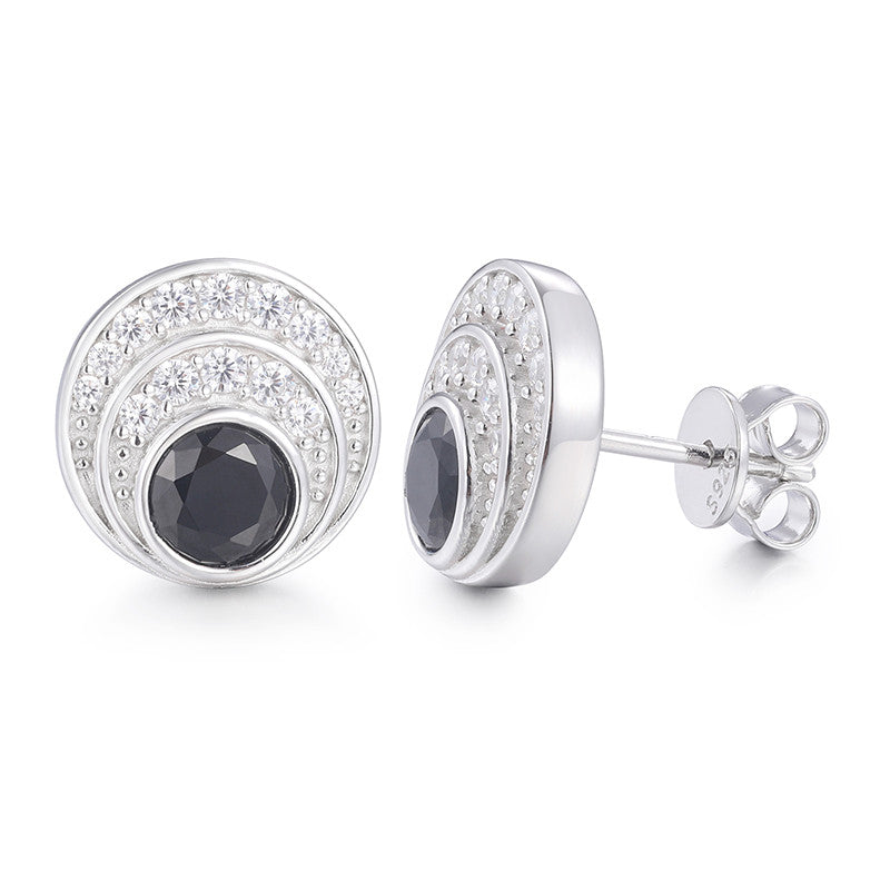 Black Moon | Solid Silver Moissanite Diamond Iced Blinged Out 925 Stud Earrings