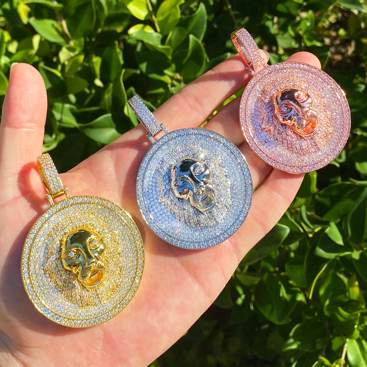 Mighty Lion | Iced Blinged Out 24k 925 Silver Rose Gold Roaring Lion Pendant