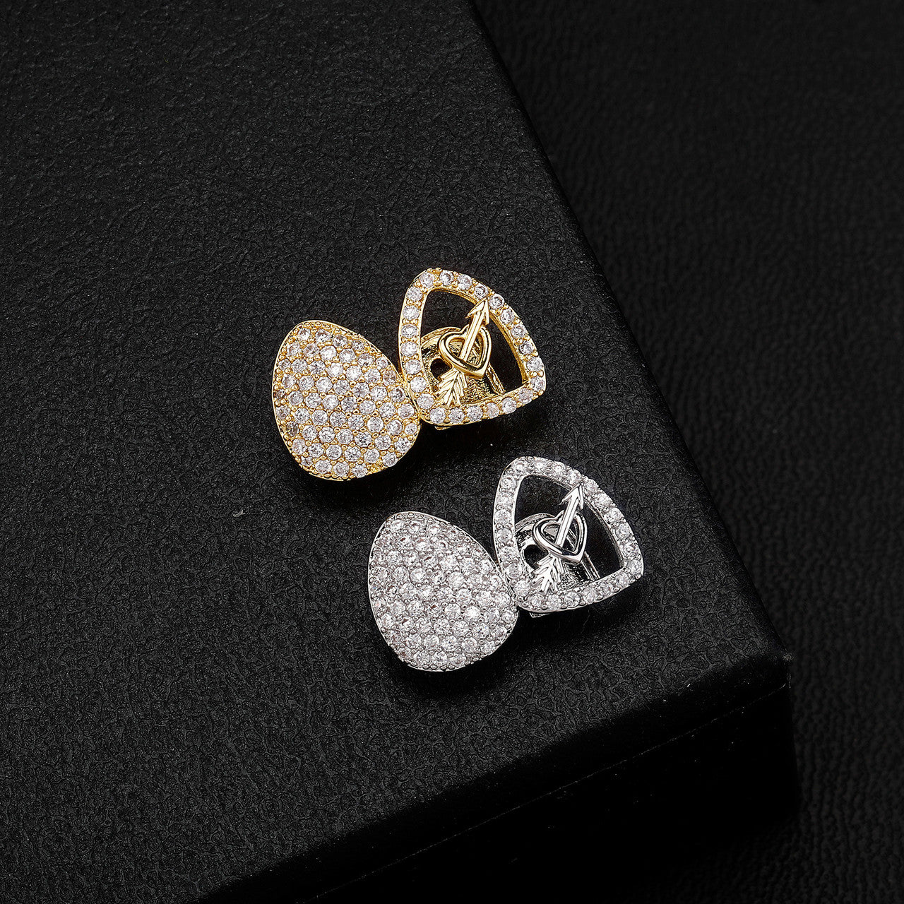 Game Spitta | Love Heart Arrow Double Tooth VVZ Damond CZ Hip Hop Teeth Grillz