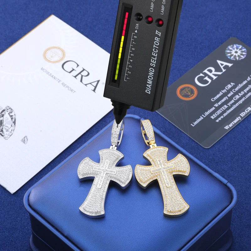 Baguette Luxury | Moissanite Diamond Solid Silver Hip Hop Cross Pendant
