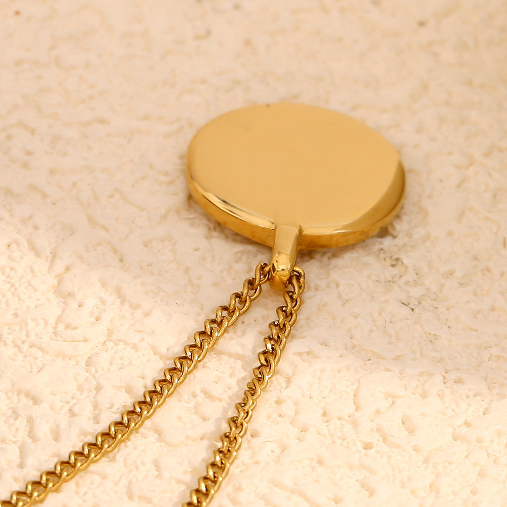 Ladies No Fade 18k Gold Stainless Steel Exquisite Round Zircon Star Pendant Necklace