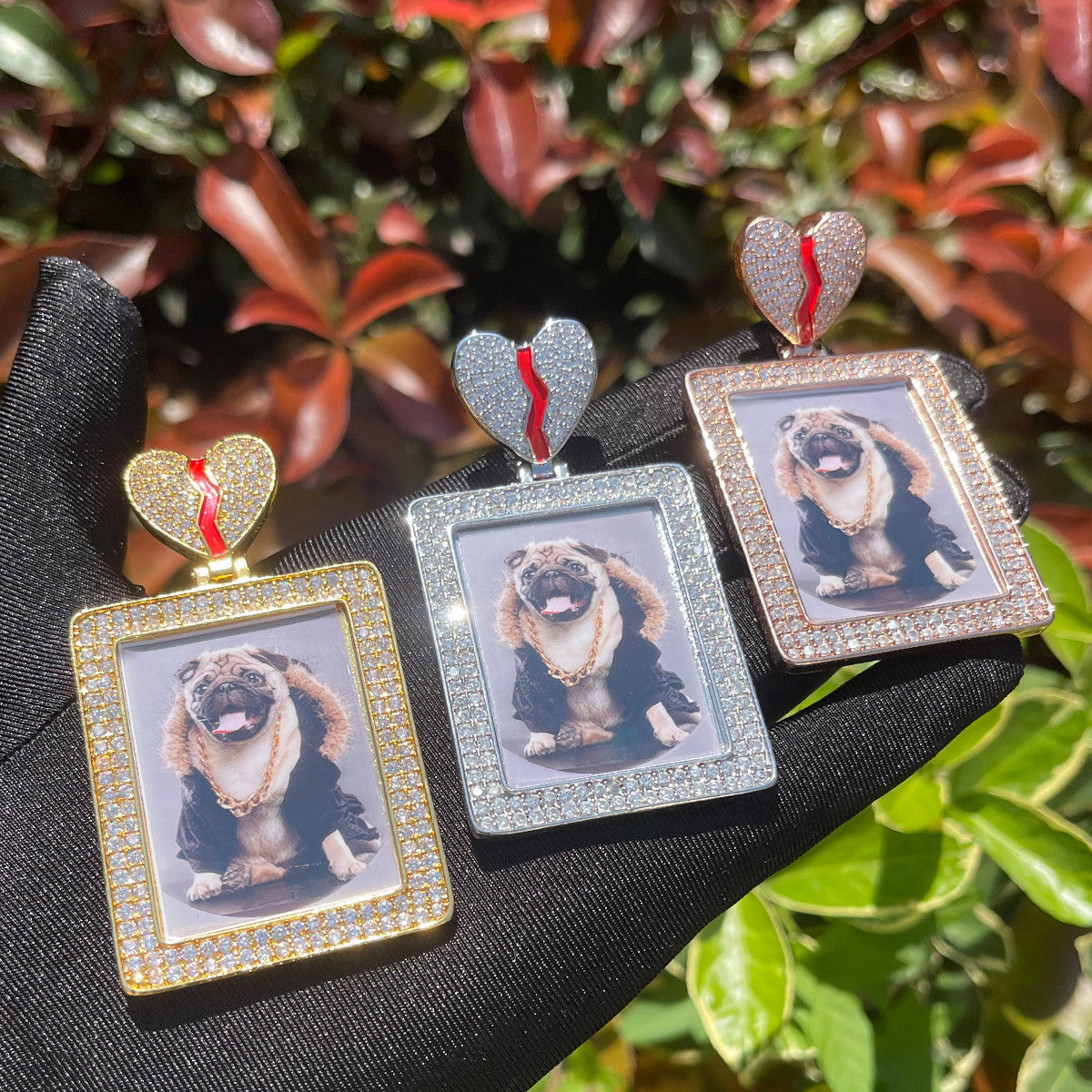 Cherished Moment | Broken Heart Bail Iced Custom Photo Picture Pendant
