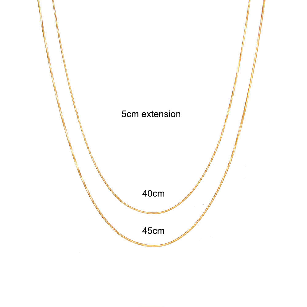 No Tarnish No Fading Stainless Steel 18K Gold Herringbone Thin Snake Chain Layer Necklace