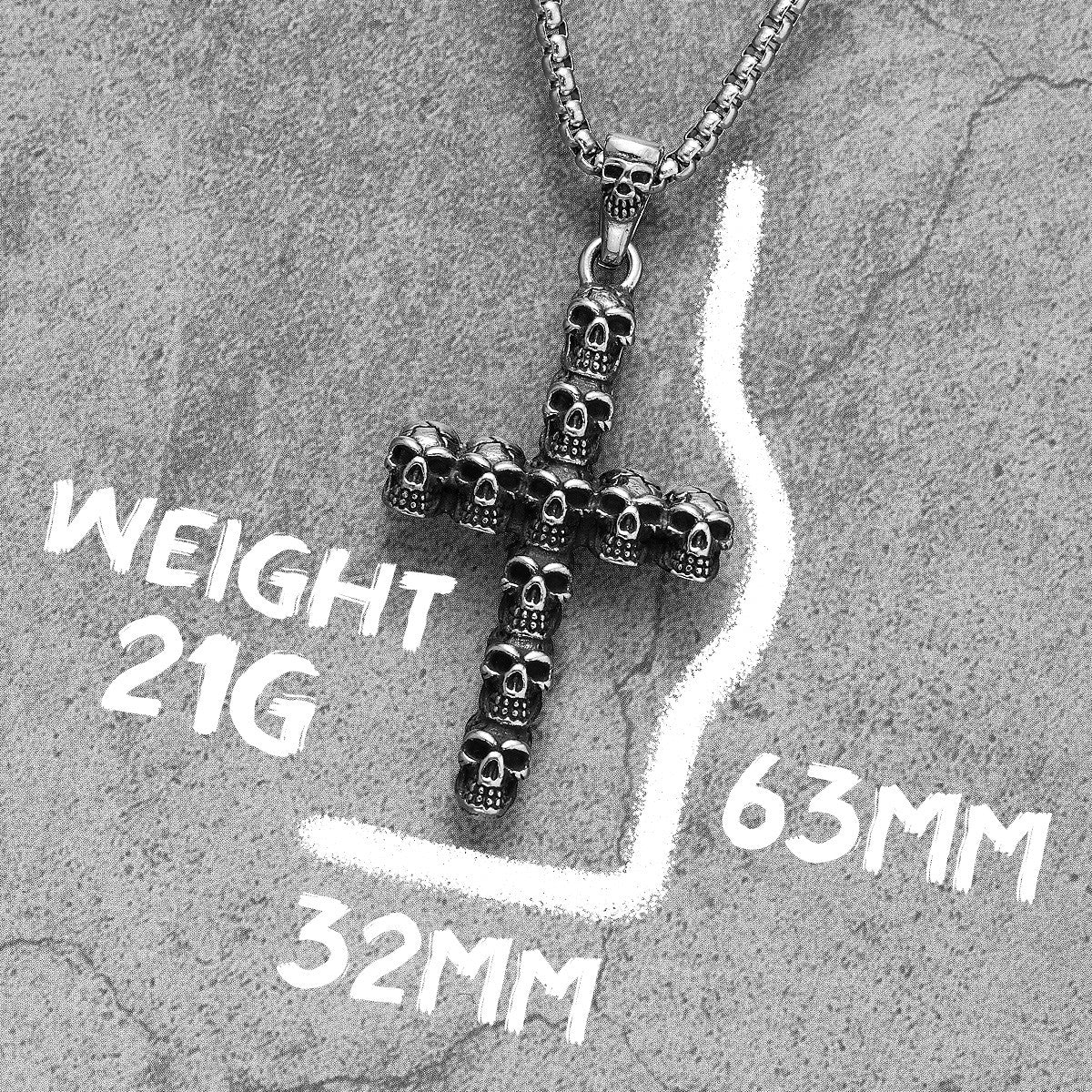 Gothic Skull Cross | 316L No Fade Stainless Steel Men's Street Wear Unique Cross Pendant