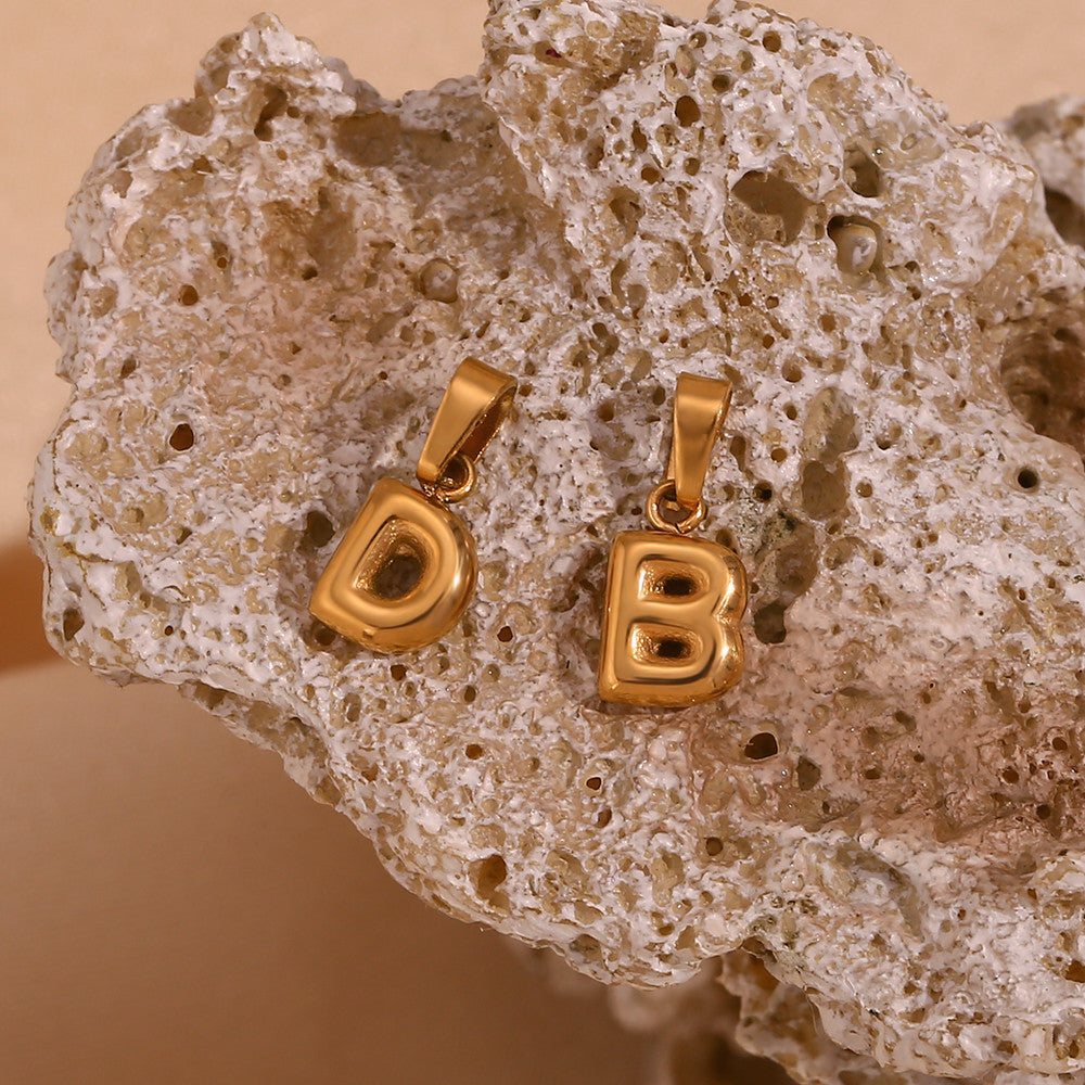 18k Gold No Fade Stainless Steel Mini Bubble 26 Letter Alphabet Pendant Tarnish Free Charms