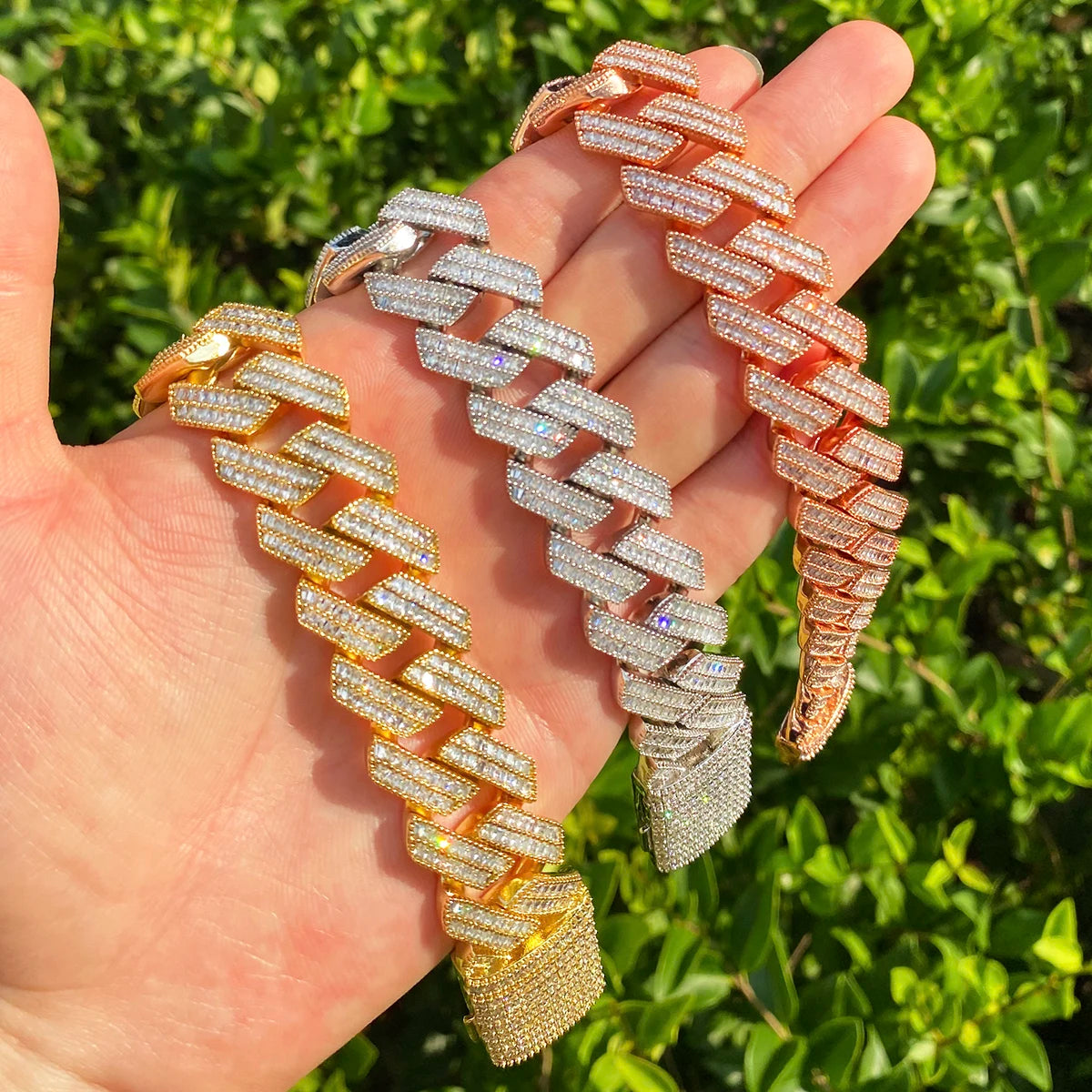 The 20MM Baguette |5AA+ VVS Diamond CZ 24k 925 Silver Hip Hop Bracelet