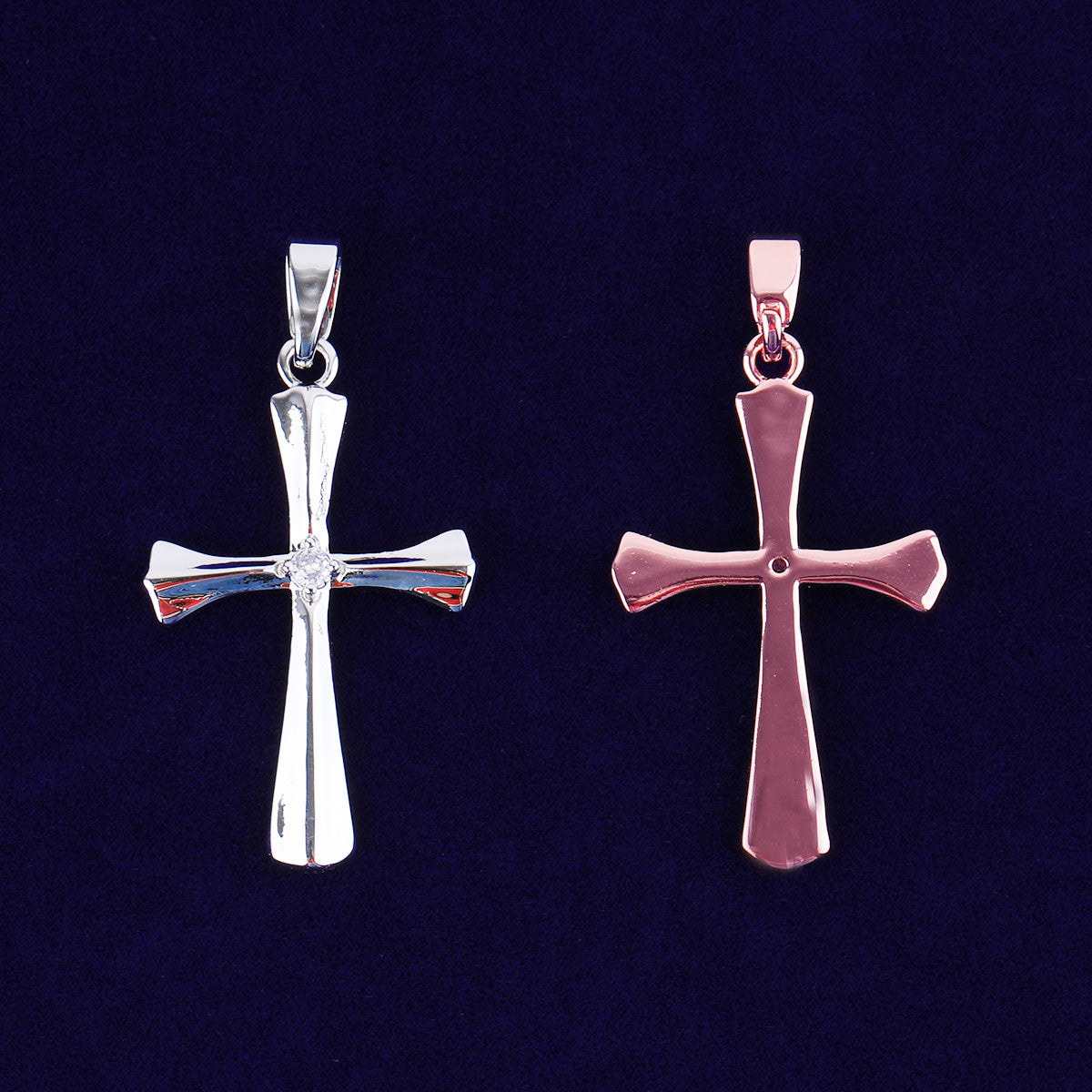 Clarity Cross | VVS Diamond CZ Single 4 Prong Stone Iced Blinged Out Cross Pendant