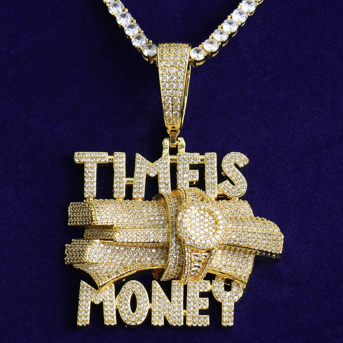 Time Is Money | Flooded Ice 5AA+ VVS Diamond CZ Iced Blinged Out Pendant