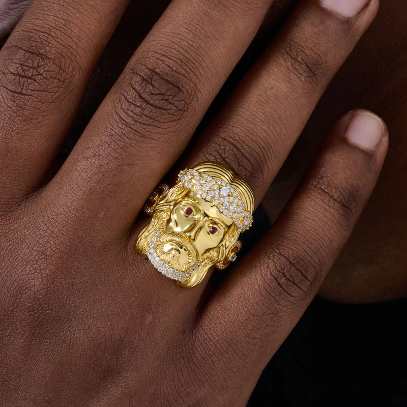 The Messiah | Solid 925 Silver VVS Moissanite Diamond Hip Hop Jesus Face Ring