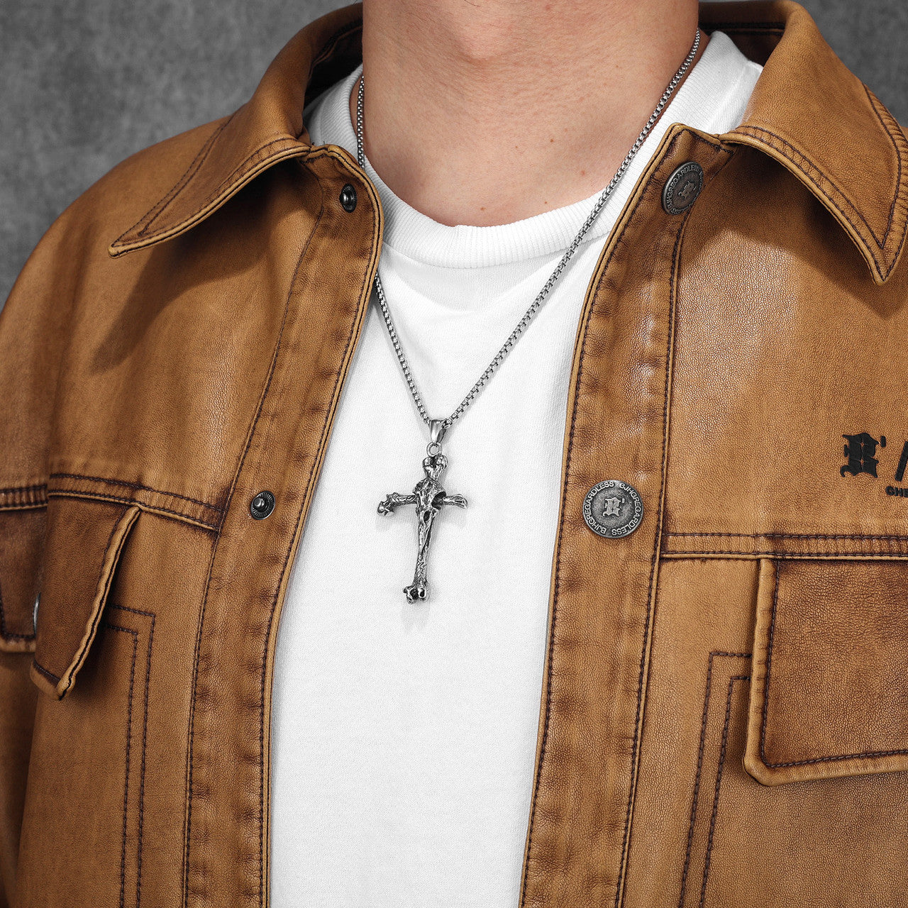 Crow Bone Cross | Solid Stainless Steel Unique Cross Street Wear Pendant