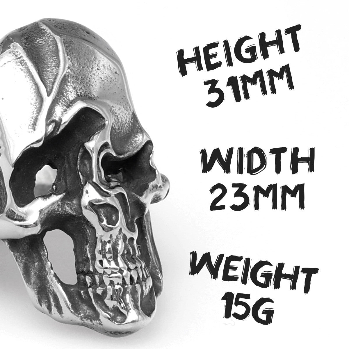 Tortured Soul | 316L No Fade Stainless Steel Disfigured Skull Street Wear Rings