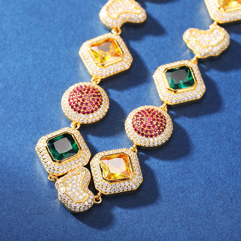 The World | 925 Silver Map Continents Gemstone Moissanite Diamond Iced Blinged Out Bracelets