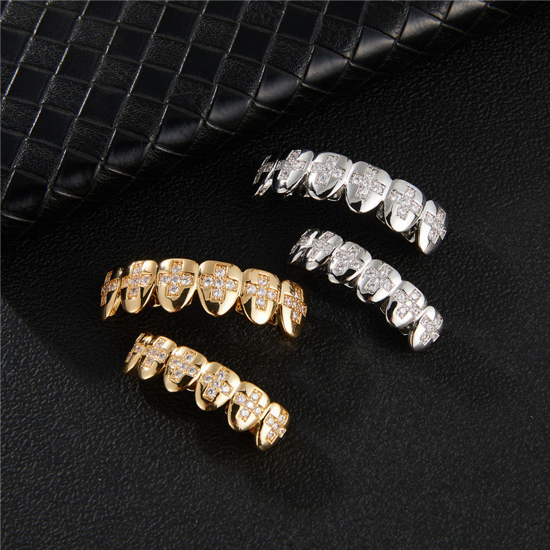 Spirit Filled | 4 Prong Set Hip Hop VVS Diamond CZ Cross Stone Teeth Grillz