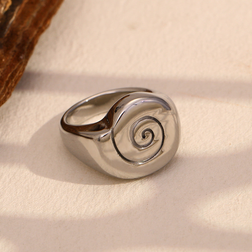 Women's 18K Gold Plated Smooth Conch Stainless Steel Waterproof Rings