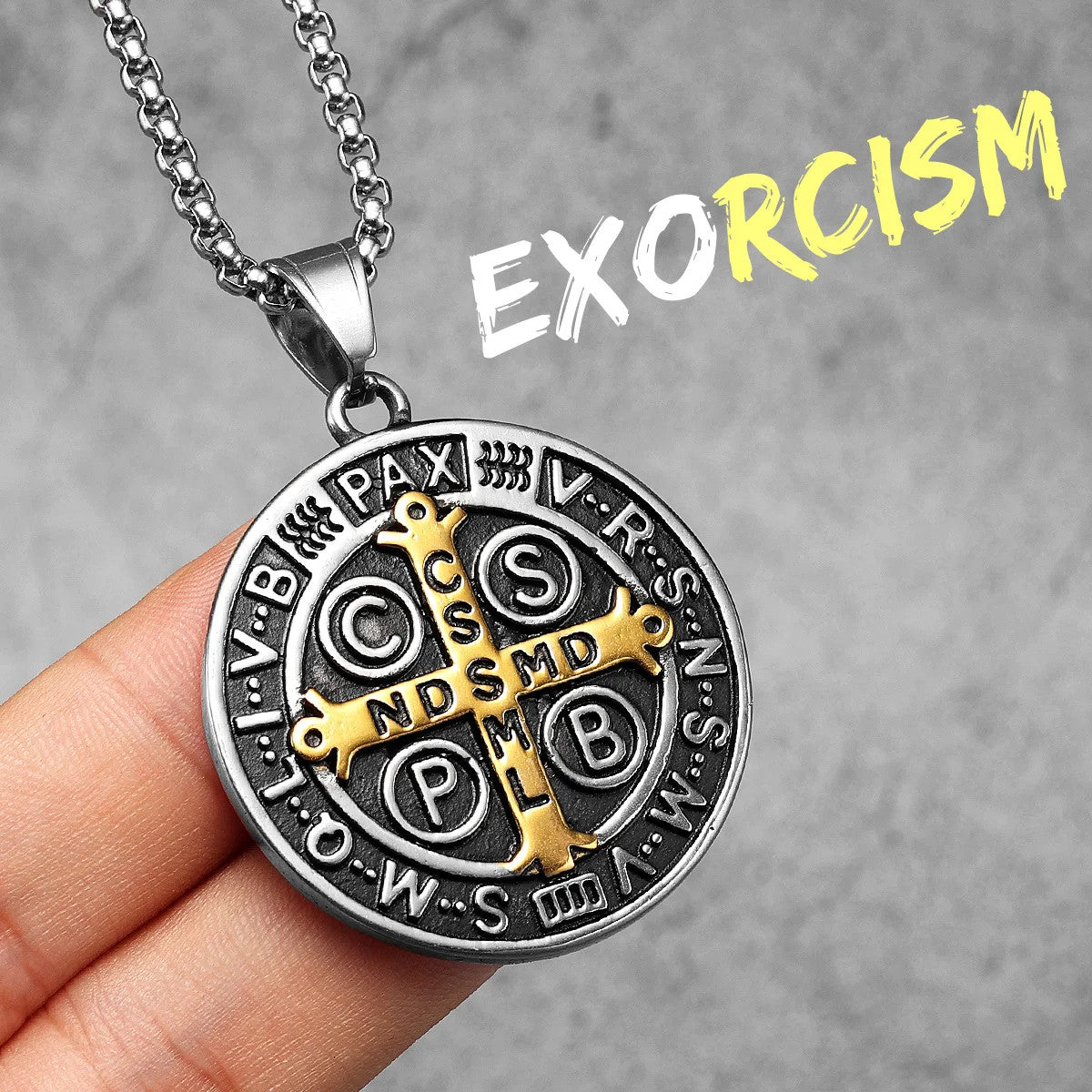 St.Benedict | 316L No Fade Stainless Steel Exorcism Powerful Spiritual Amulet Pendant