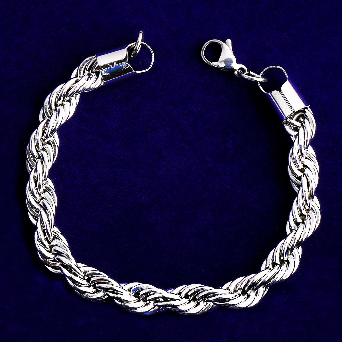 Golden Weave | 8MM Gold Silver Rose Gold Solid Stainless Steel Hip Hop Rope Link Chain Bracelet