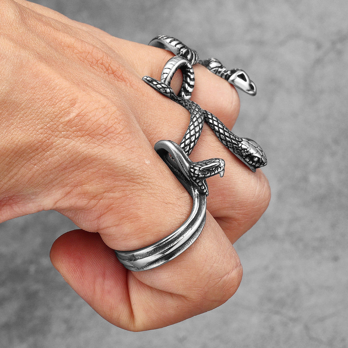 Snake | Solid Stainless Steel Slithering Snake Street Style Men's Rings