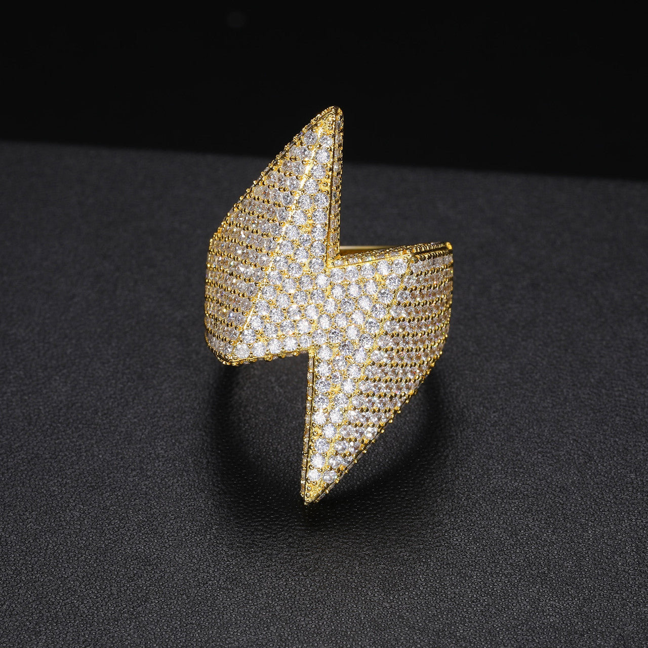 Solid Sterling Silver Genuine VVS Diamond Lightning Strike Hip Hop Rings