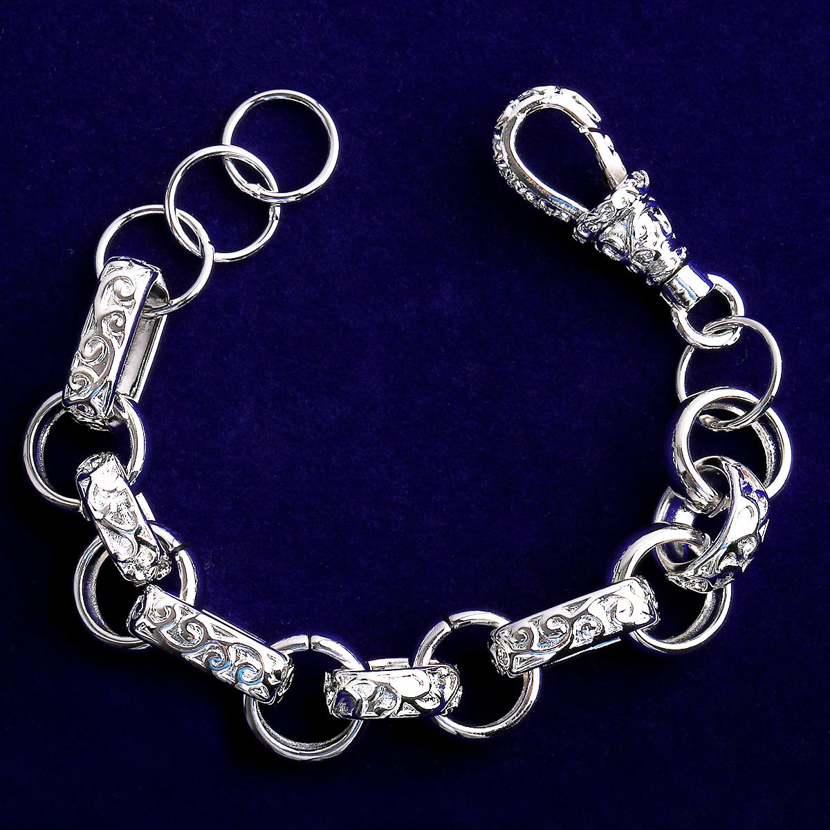 Rolo Roma | Detailed Carved 20MM Rolo Roma Belcher Clasp Hip Hop Bracelet
