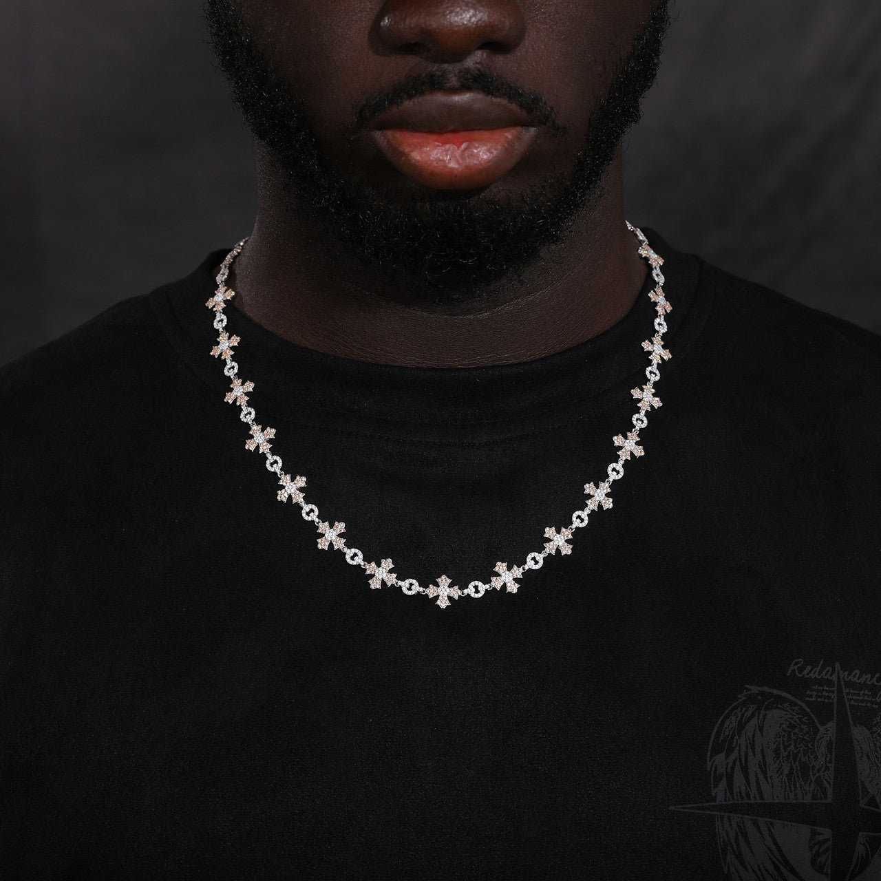 Diamond Star | Solid S925 Silver 12mm D Color Moissanite Diamond Cross Chain Necklace