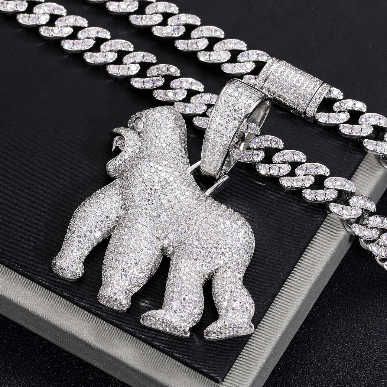 Apeshit | Mens Moissanite Diamond 925 Sterling Silver Hip Hop Gorilla Pendant