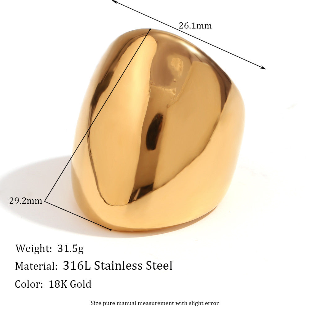 18k Gold over Stainless Steel Waterproof Concave Forefinger No Tarnish Rings