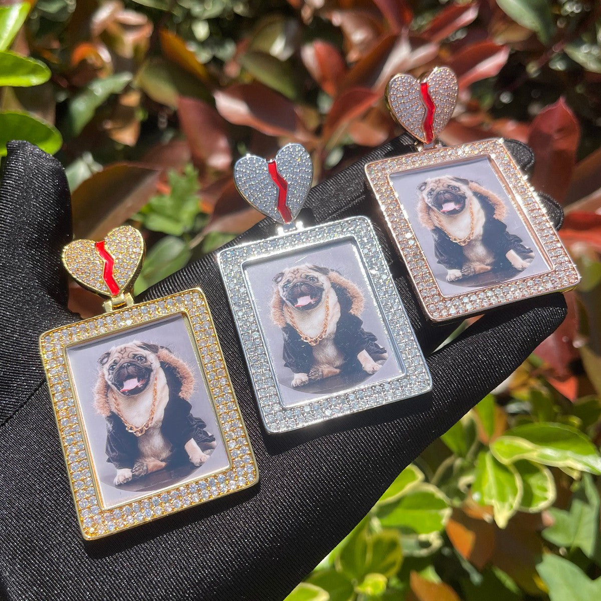 Cherished Moment | Broken Heart Bail Iced Custom Photo Picture Pendant