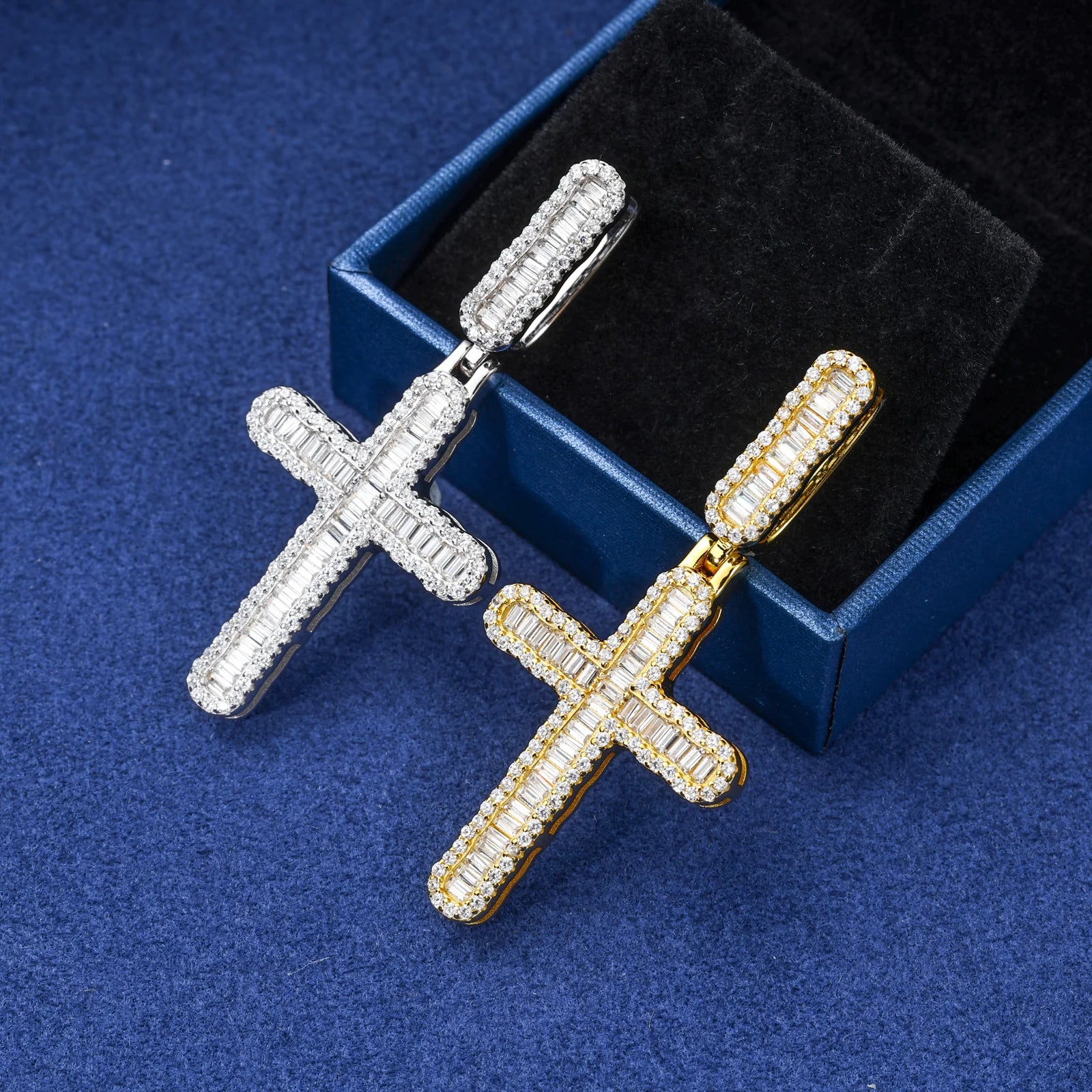 Luxury Simplified | Iced Baguette Moissanite Diamond 925 Silver Hip Hop Cross Pendant