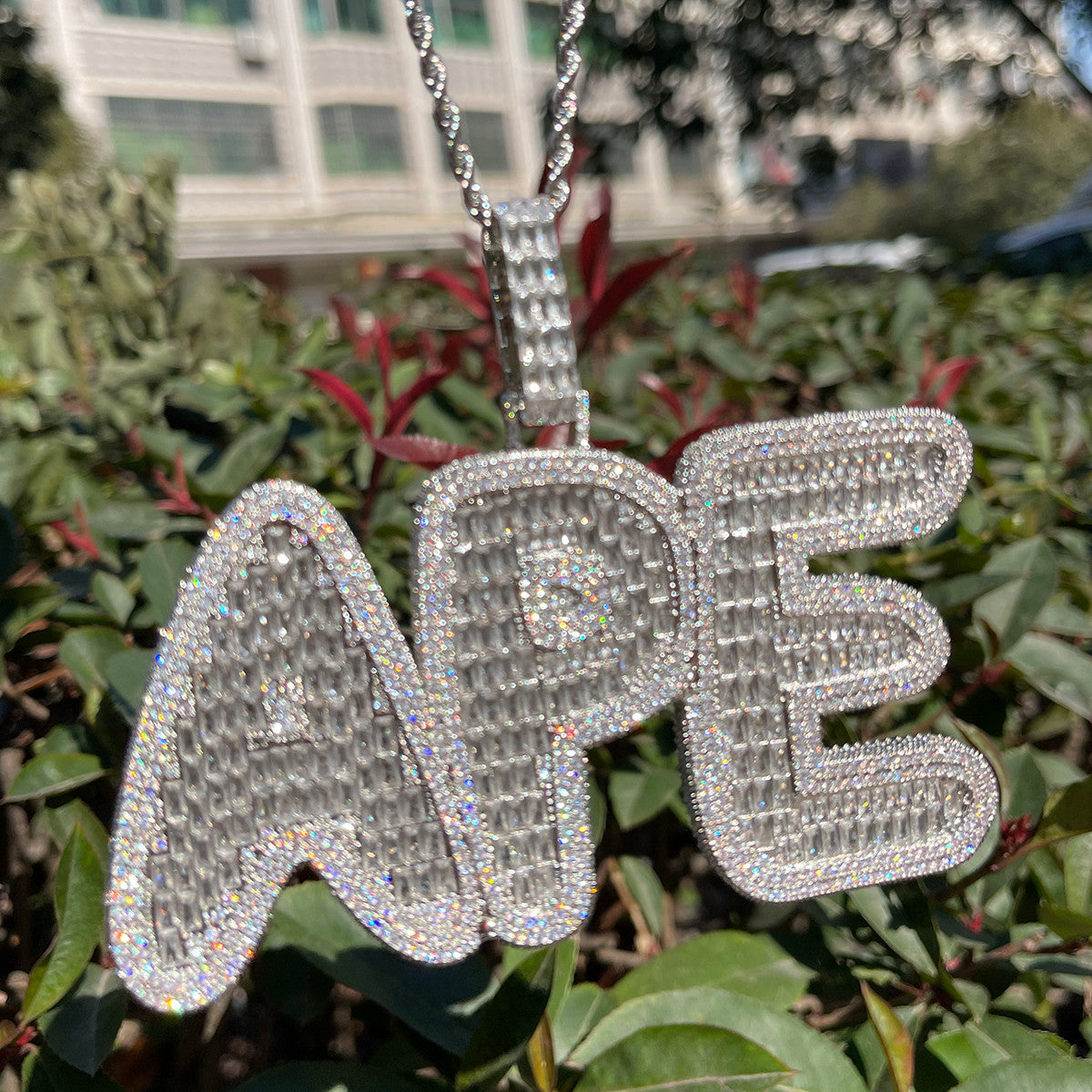 IcedWater | Iced Baguette Custom Letter Blinged Out Nameplate Hip Hop Pendant