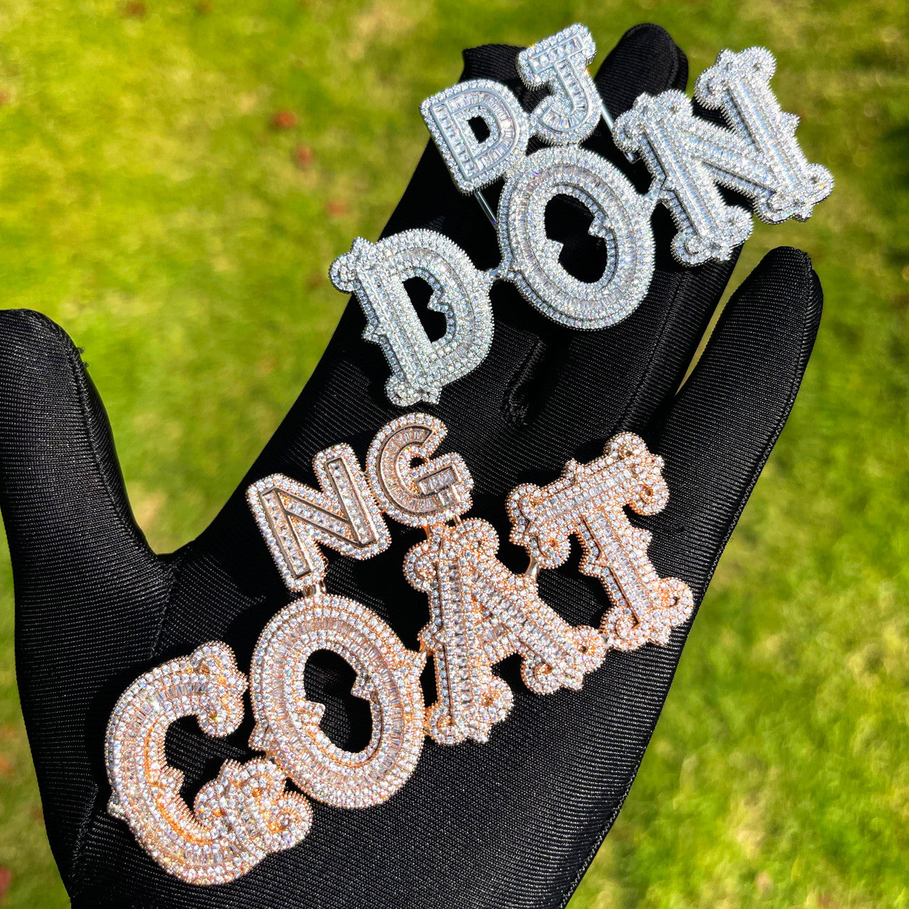 Leveled | VVS Diamond CZ 2 Level Iced Script Letter Blinged Out Nameplate Pendant