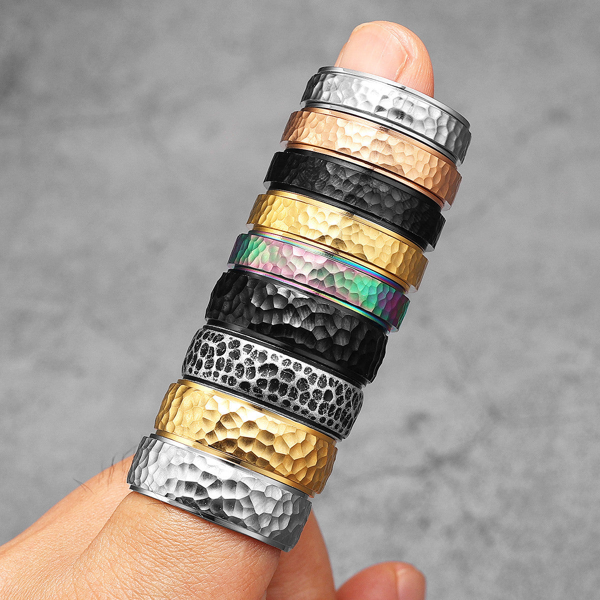 Meteorite | 316L No Fade Stainless Steel Fidget Spinner Style Street Style Rings