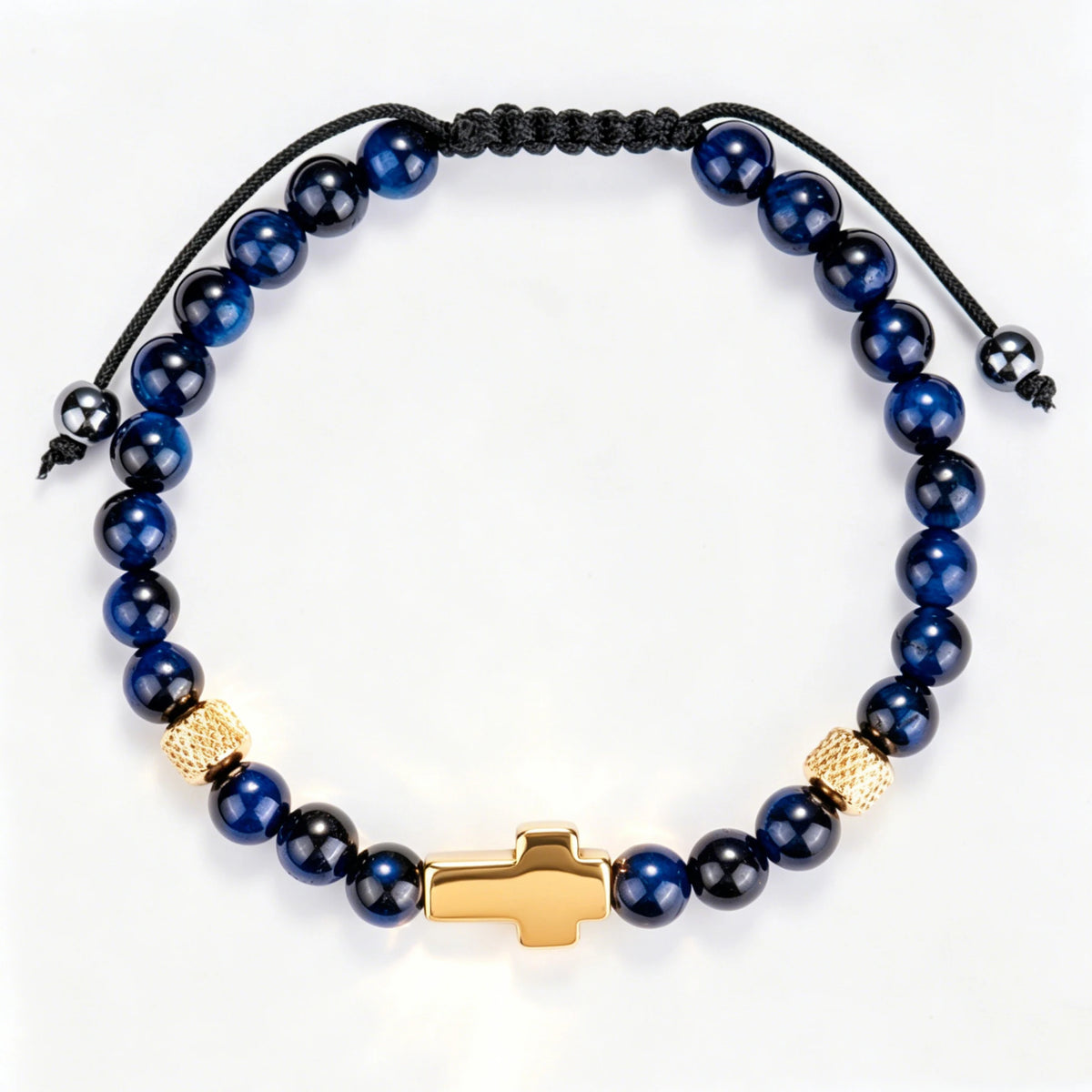Daily Prayer | 316 Stainless Steel Polished Cross Tiger's Eye Stone Bead Luxury Bracelet