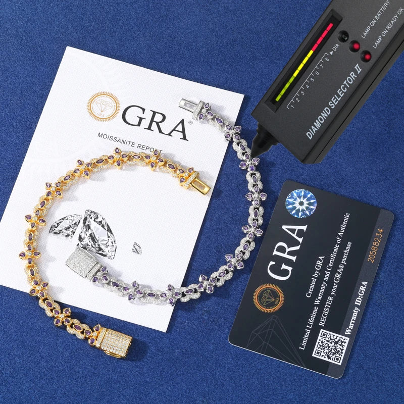 Infinity Cross | Moissanite Diamond 925 Sterling Silver Infinity Cross Iced Bliged Out Bracelet