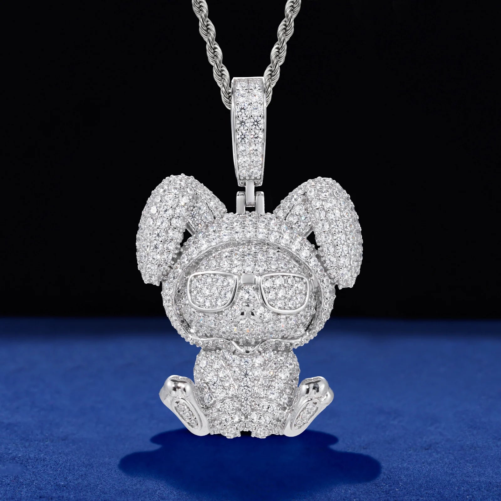 Kid-Bunny | 925 Sterling Silver Hip Hop Moissanite Diamond Kid Bunny Pendant