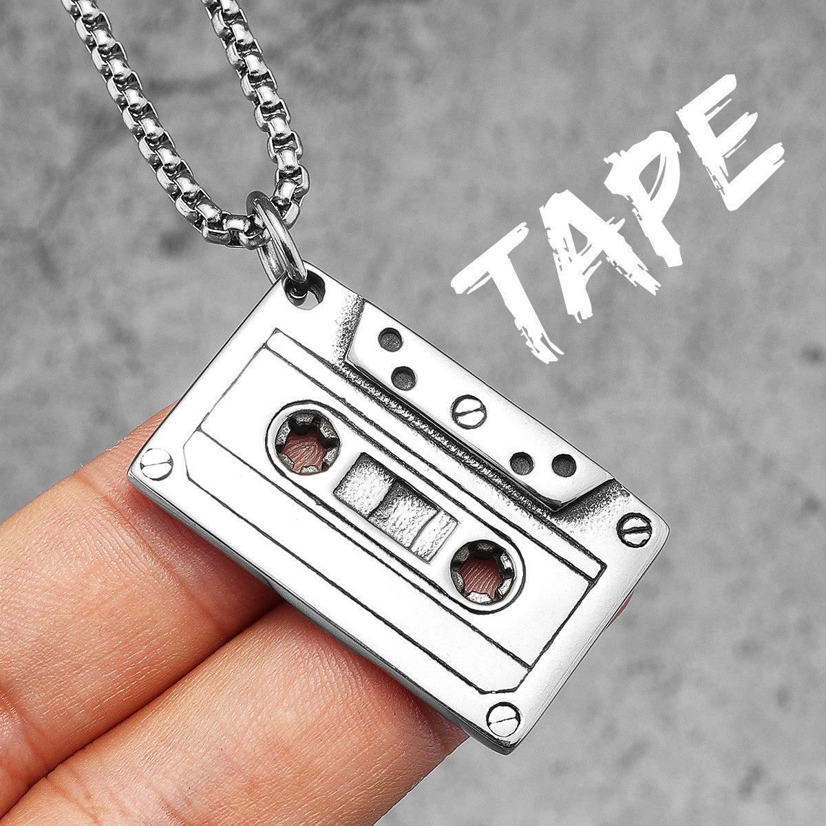 Mix Tape | 316L No Fade Stainless Steel Hip Hop Mixtape Rock Cassette Tape Pendant