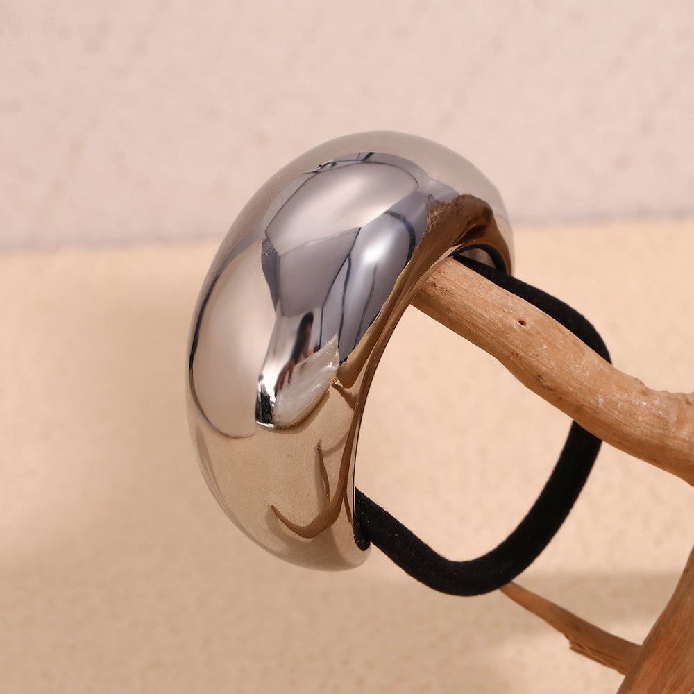 Ladies Large 18k Gold Glossy Moon Shape Stainless Steel Hair Band Charm