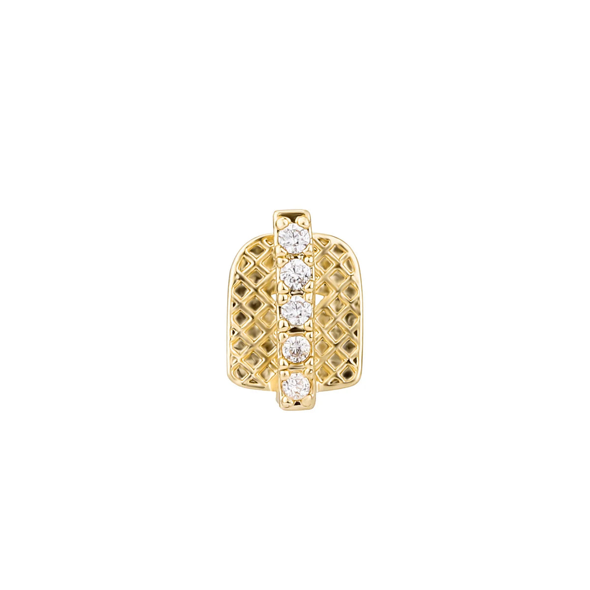 The Flower | Double Four-leaf Flower Iced Blinged Out Hollow Horizontal Bar Tooth Grillz