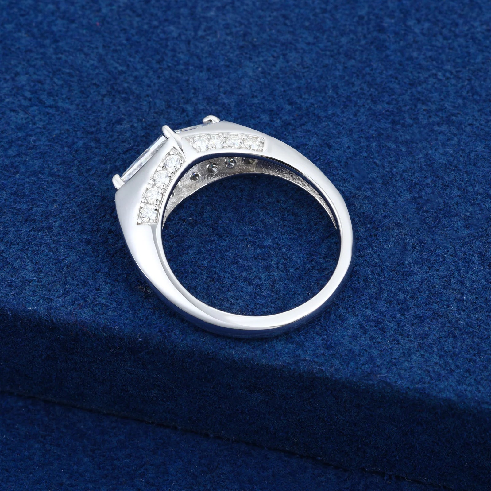The Lozenge Cut | Moissanite Diamond Solid 925 Sterling Silver Luxury Statement Engagement Ring