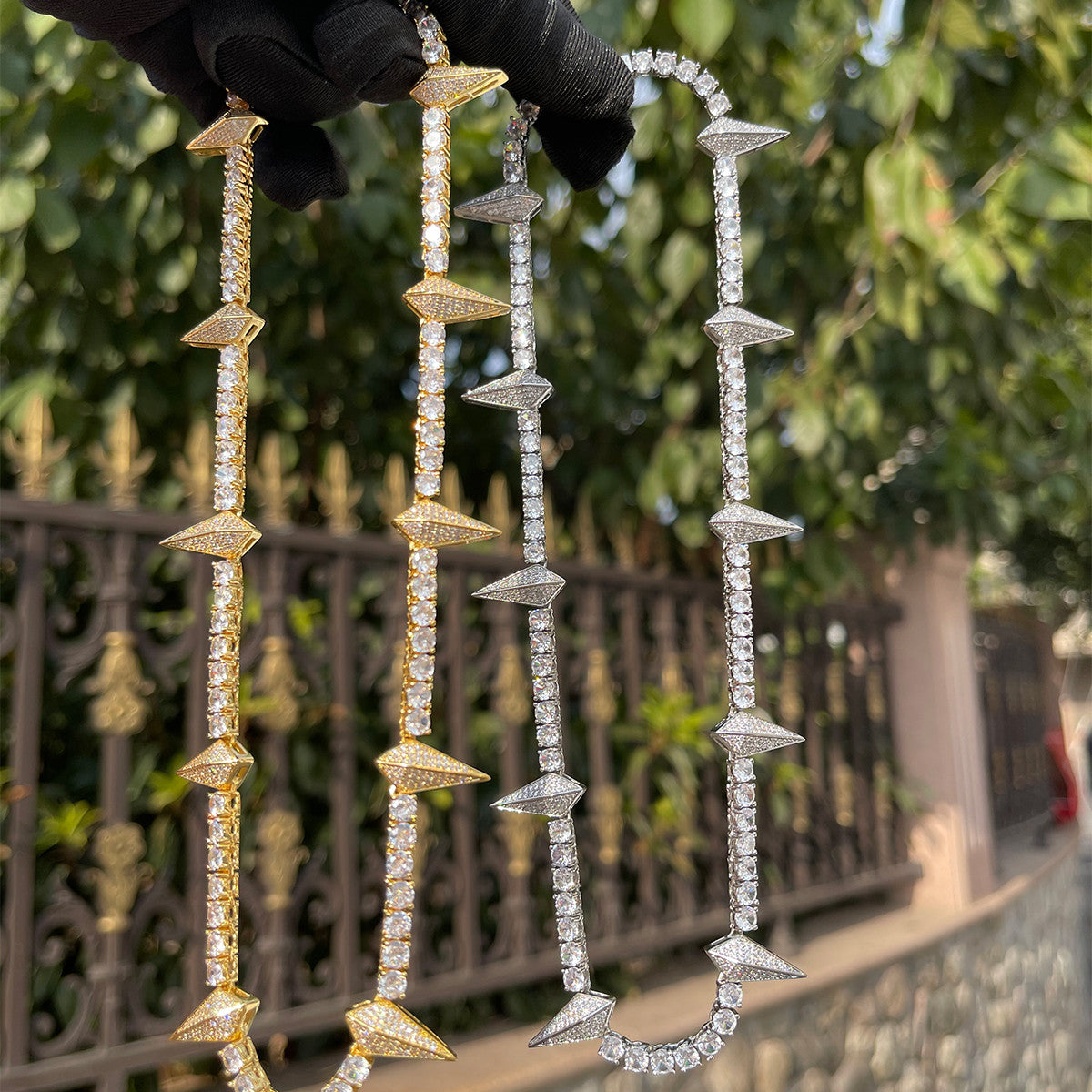 Iced Spike II | Designer Prong Set Cluster Stone Flooded Ice Hip Hop Chain Necklace