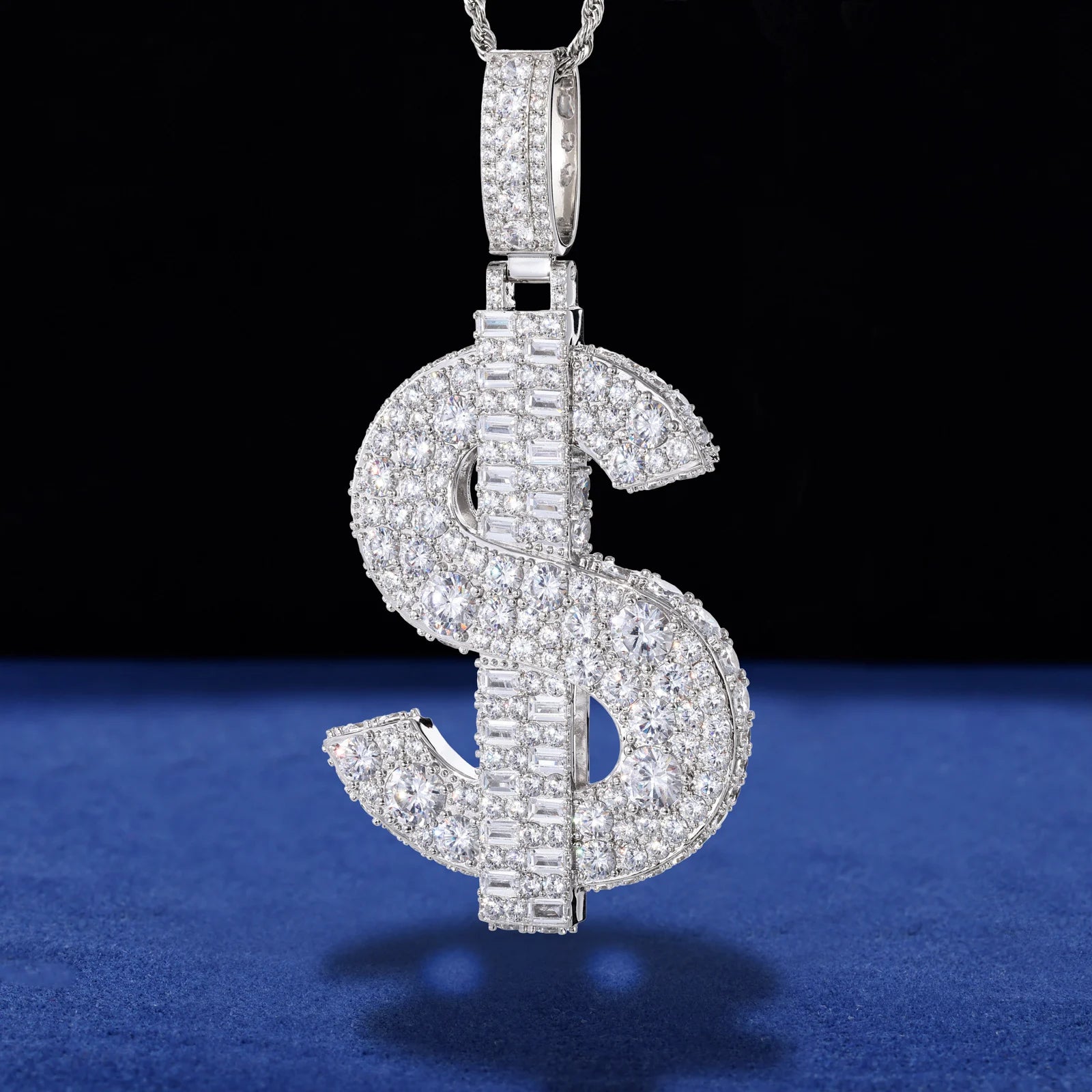 Big Dollars | Hip Hop 925 Silver I Make Big Dollars Moissanite Dollar Sign Pendant