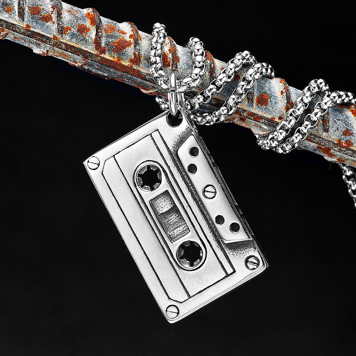 Mix Tape | 316L No Fade Stainless Steel Hip Hop Mixtape Rock Cassette Tape Pendant