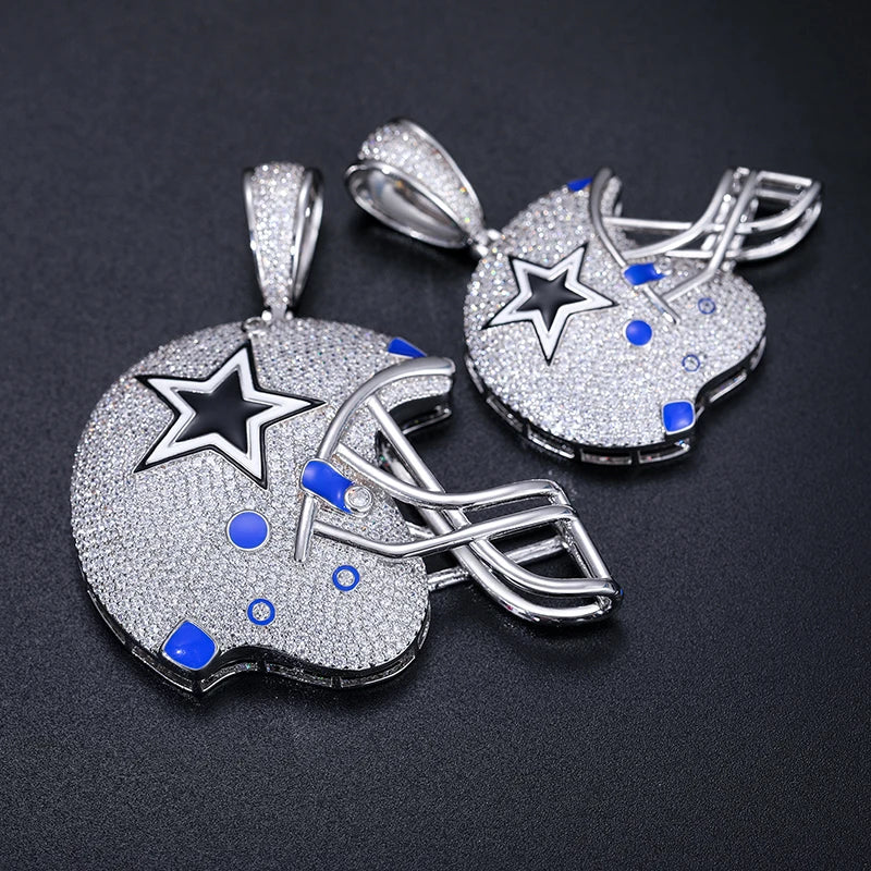 Americas Team II | S925 Moissanite Diamond 925 Solid Silver Hip Hop Helmet Pendant
