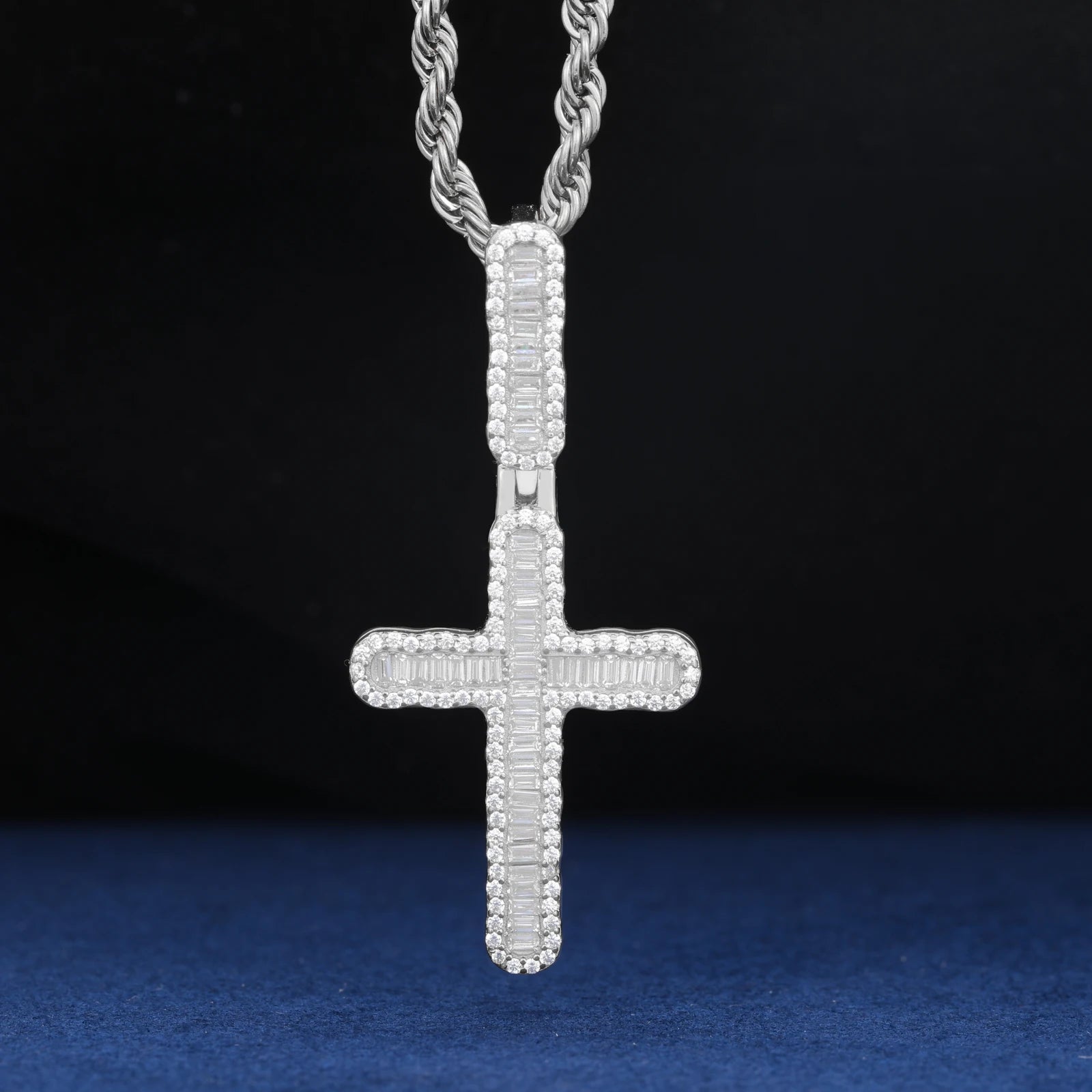 Luxury Simplified | Iced Baguette Moissanite Diamond 925 Silver Hip Hop Cross Pendant