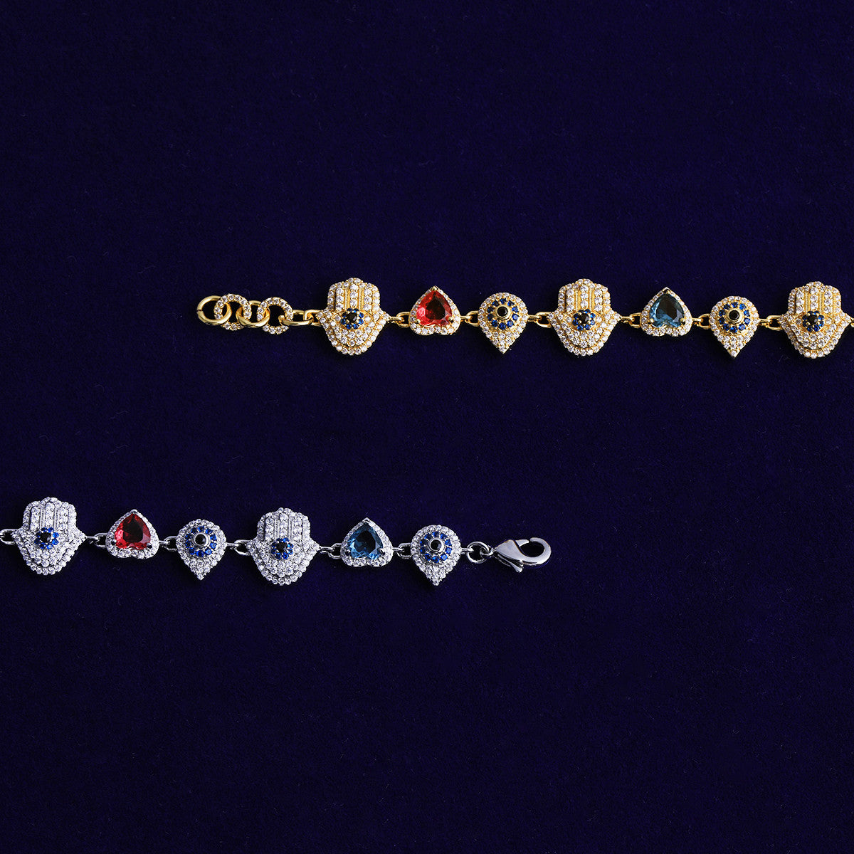 Protect Your Love | 24k Rose Gold 925 Silver VVS Diamond CZ Hamsa Hand Hip Hop Bracelet