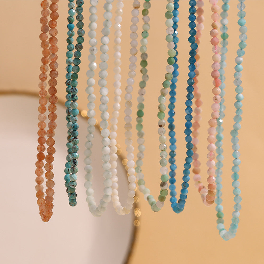 Natural Stone Amazonite 18k Gold Stainless Steel Hypoallergenic Waterproof Necklace