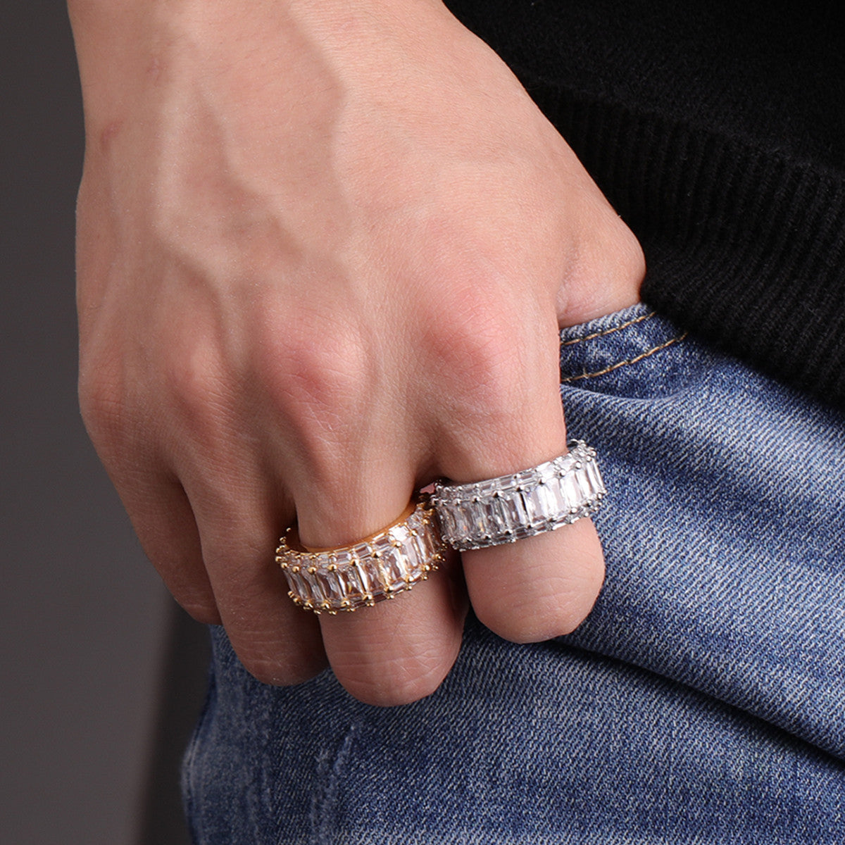 The Wheels Of Ice | VVS Diamond CZ Baguette Iced 4 Prong Set Blinged Out Rings