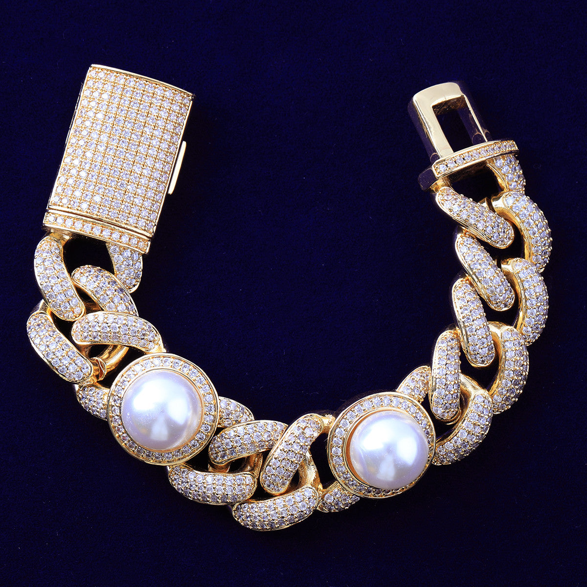 The Cuban Pearl | Hip Hop 24k 925 Silver Rose Gold Designer Chain Bracelet