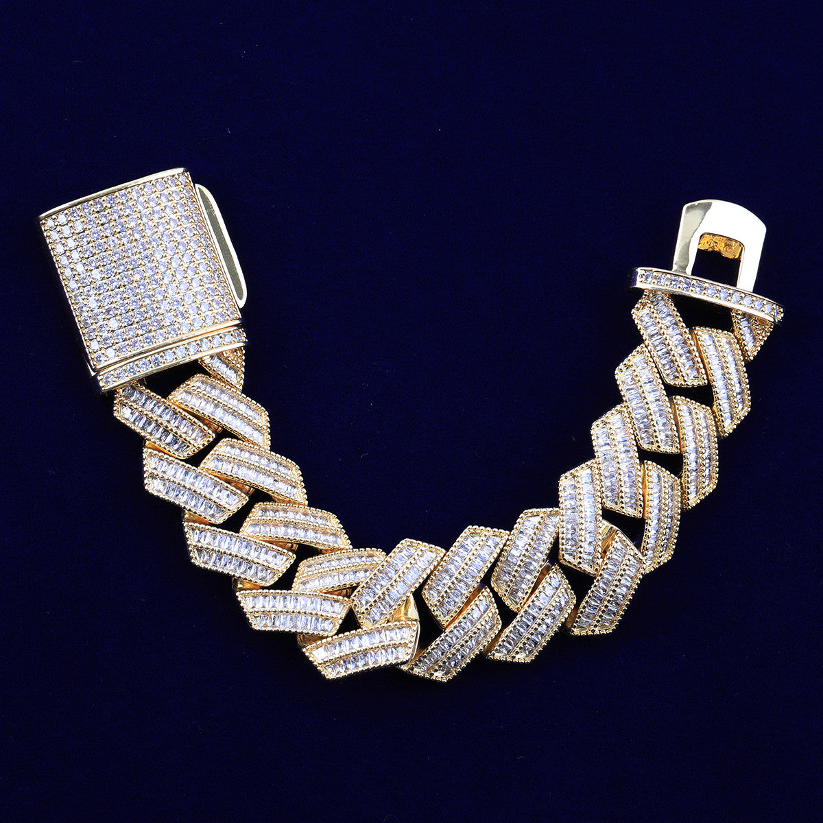 C-Sharp | VVS Diamond CZ Cuban Link 4 Prong Set Hip Hop 24k 925 Silver Rose Gold Bracelet