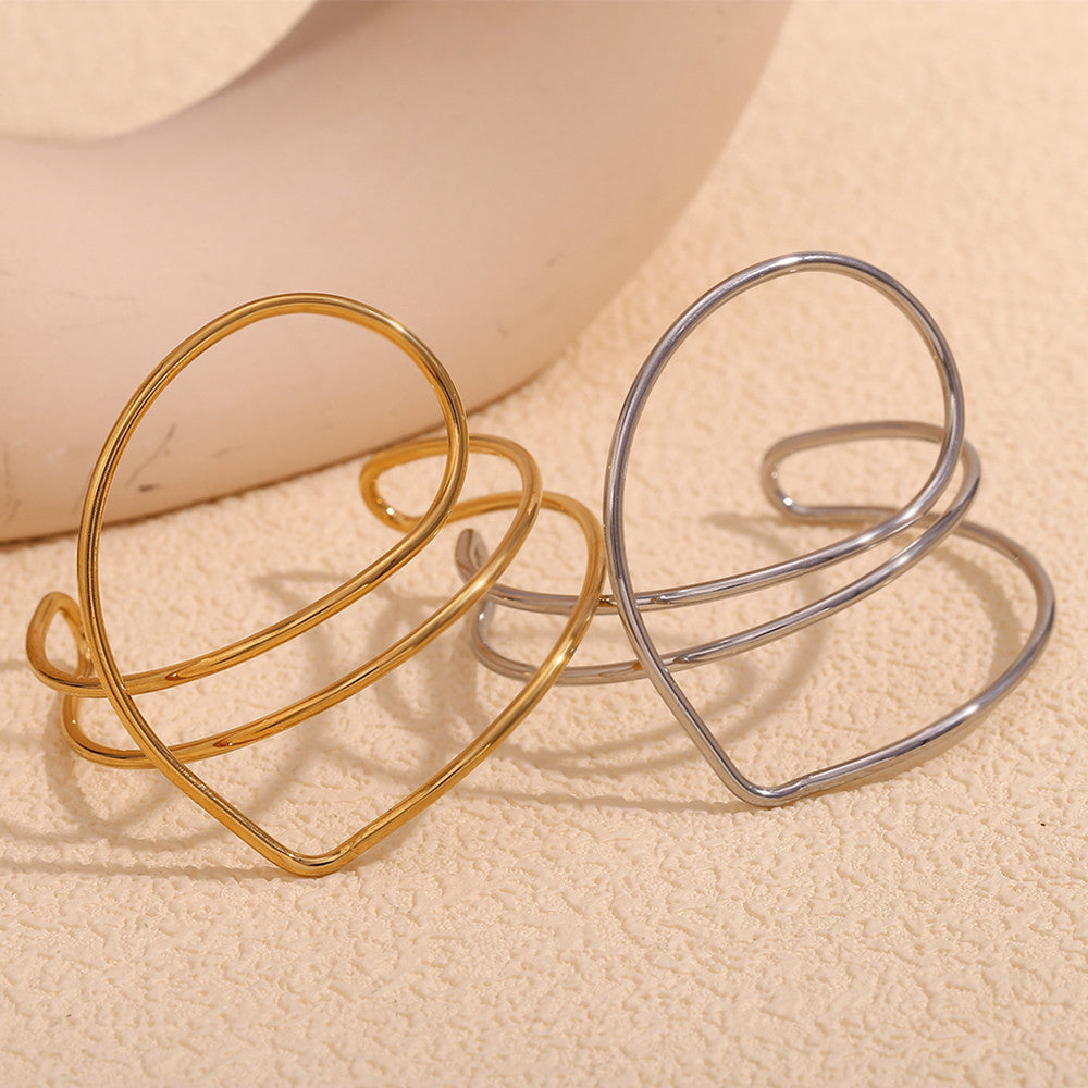 18k Gold Solid Stainless Steel Waterproof Line Heart Bracelet