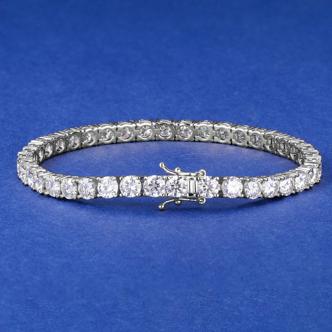 Solid 925 Silver 3MM D Color VVS1 Moissanite Diamond Iced Blinged Out Tennis Bracelet